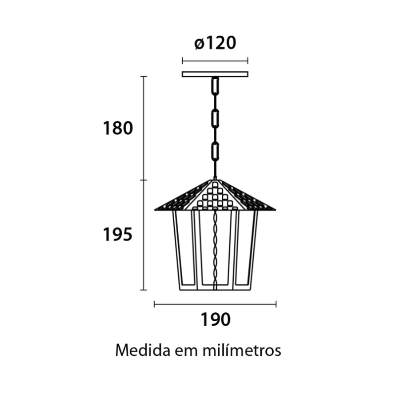 Luminária Pendente Colonial Sextavado Vidro Pontilhado Blumenau Iluminação
