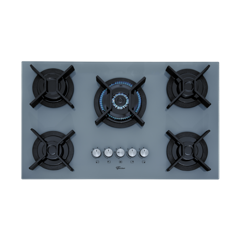 Fogão Cooktop 5Q TC Infinity Gás Mesa Vidro Eiger Fischer Bivolt
