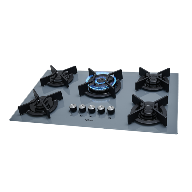 Fogão Cooktop 5Q TC Infinity Gás Mesa Vidro Eiger Fischer Bivolt
