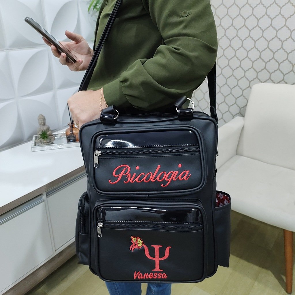 Bolsa Personalizada Psicologia Preta/Vermelha - Coutre Bolsas