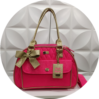 Bolsa de Transporte Pet Luxo Glamour Shine Pink/Dourado - Coutre Bolsas