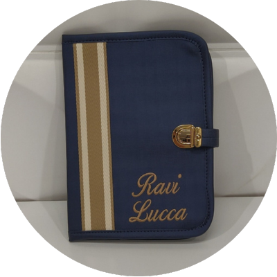 Capa Personalizada para Caderneta de Vacina Luxo Duna Azul Marinho c/ Fita - Coutre Bolsas