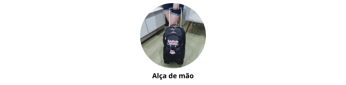 Mochila de Rodinhas Preto/Preto Brilho Personalizada Educação Infantil - Coutre Bolsas