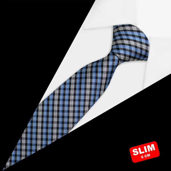 Gravata Slim Xadrez Azul Claro Gravata Slim Xadrez Azul Claro