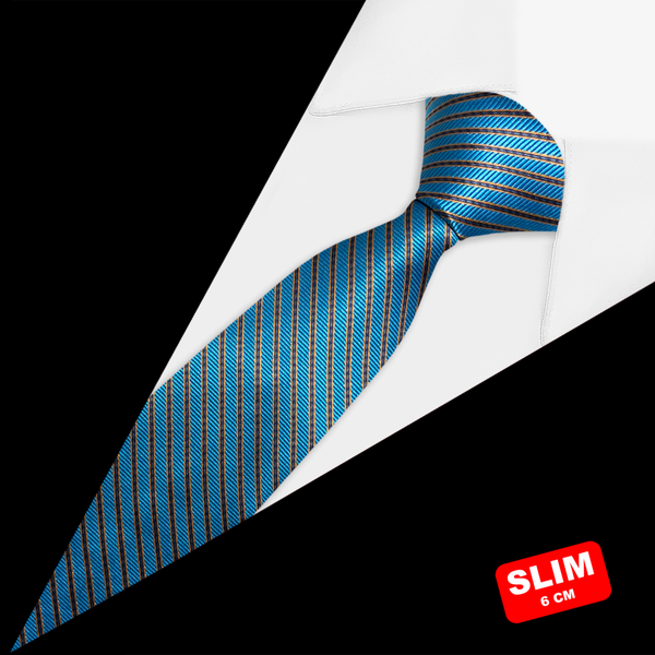 Gravata Slim Listrada Azul Petróleo Gravata Slim Listrada Azul Petróleo
