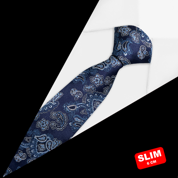 Gravata Slim Paisley Azul Marinho Gravata Slim Paisley Azul Marinho