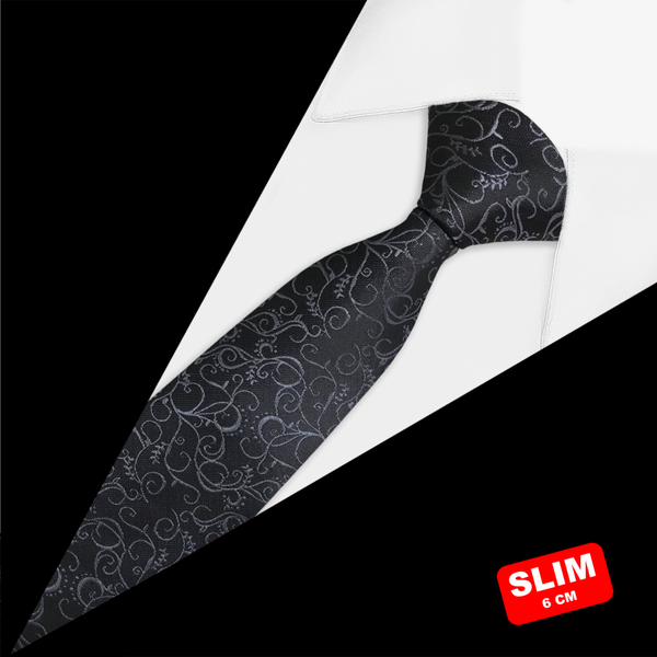 Gravata Slim Floral Preta Gravata Slim Floral Preta