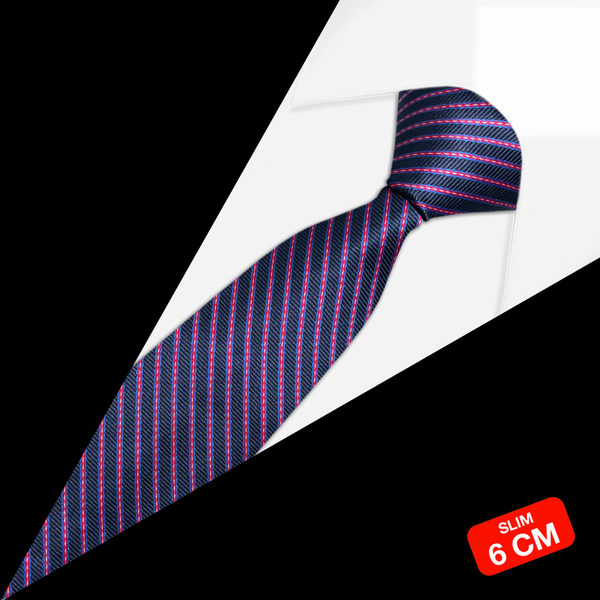 Gravata Slim Listrada Azul Marinho Gravata Slim Listrada Azul Marinho