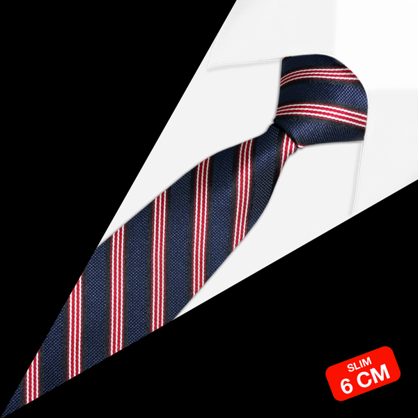 Gravata Slim Listrada Azul Marinho Gravata Slim Listrada Azul Marinho