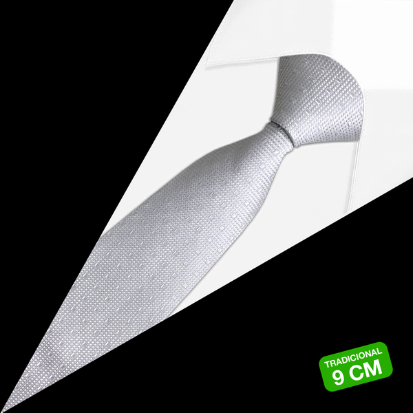 Gravata Jacquard Cinza e Relevo com Quadrados Gravata Jacquard Cinza e Relevo com Quadrados