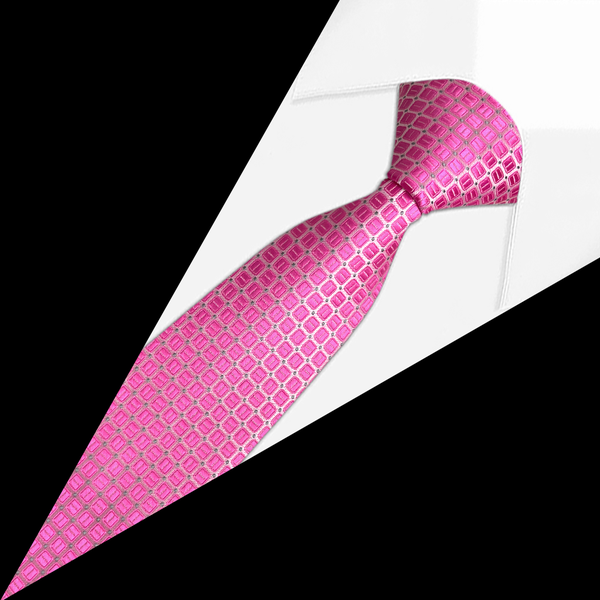 Gravata Jacquard Rosa com Detalhes em Cinza Gravata Jacquard Rosa com Detalhes em Cinza