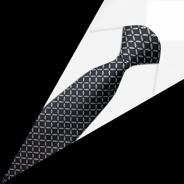 Gravata Jacquard Preta e detalhes em Branco Gravata Jacquard Preta e detalhes em Branco