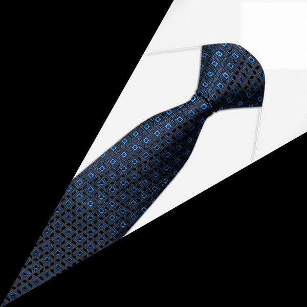 Gravata Jacquard Azul Marinho e detalhes em Azul Royal Gravata Jacquard Azul Marinho e detalhes em Azul Royal