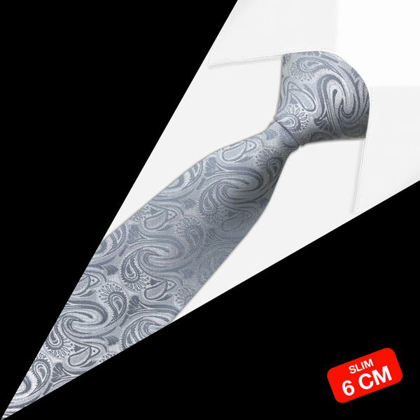 Gravata Slim Paisley Cinza Gravata Slim Paisley Cinza
