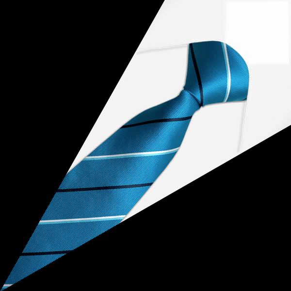 Gravata Listrada Azul Petróleo e listras em Azul e Branco Gravata Listrada Azul Petróleo e listras em Azul e Branco