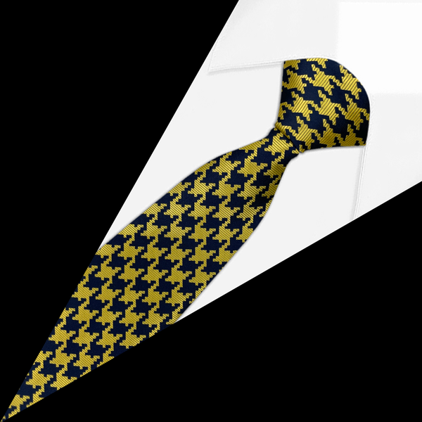Gravata Jacquard Amarela Pied Poule Gravata Jacquard Amarela Pied Poule