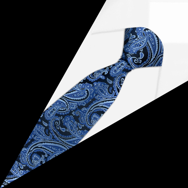 Gravata Paisley Azul Marinho e detalhes em Royal Gravata Paisley Azul Marinho e detalhes em Royal