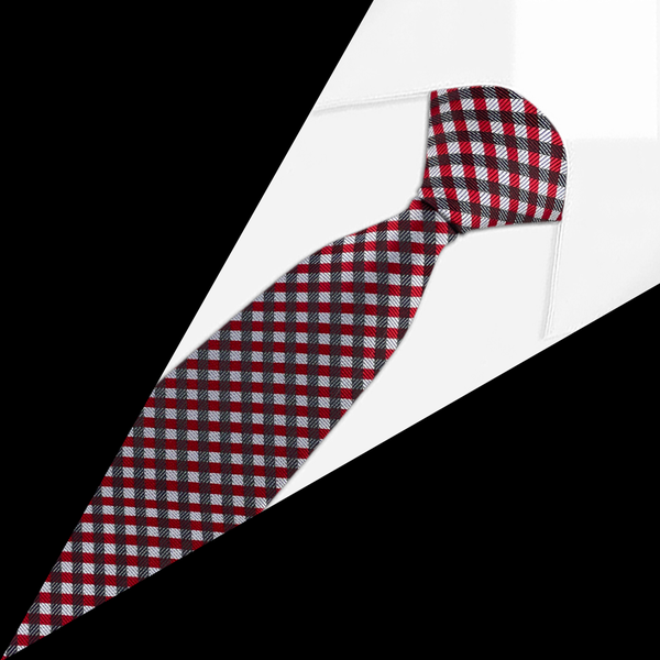 Gravata Xadrez Cinza e Vermelho Gravata Xadrez Cinza e Vermelho