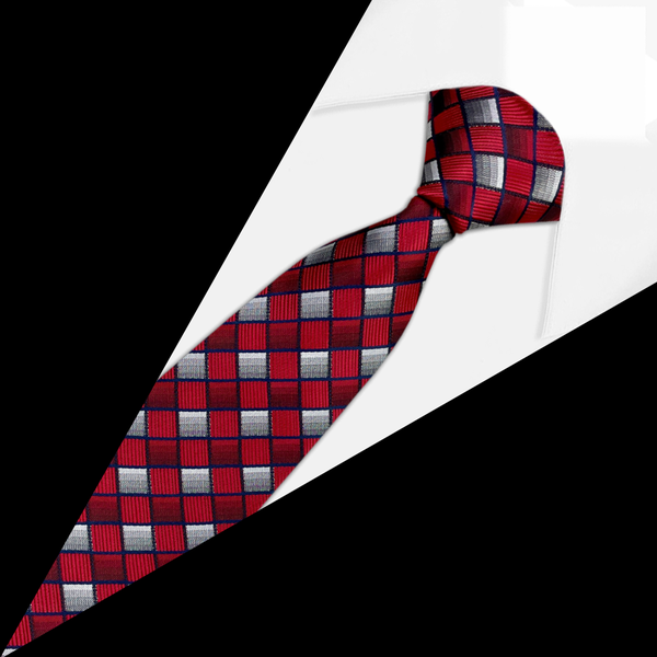 Gravata Xadrez Slim Vermelha - 960 Fios - DF Gravatas