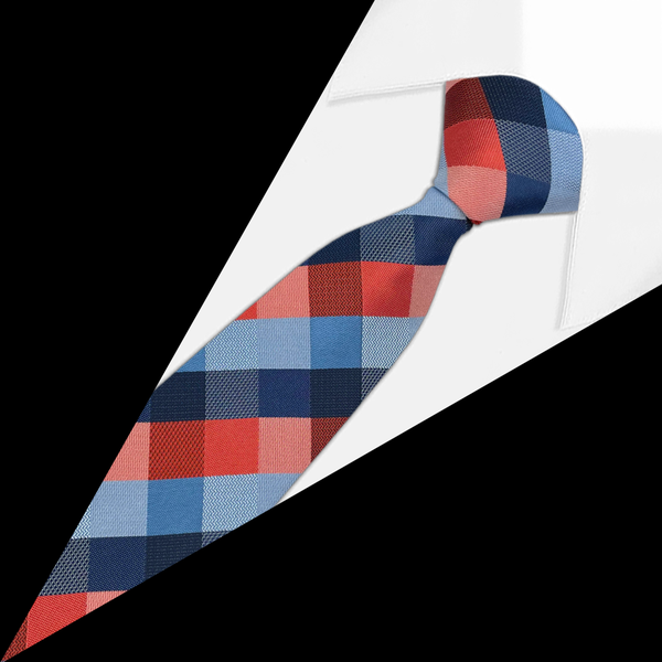 Gravata Xadrez Semi Slim Vermelha e Azul -XADSM0015 in 2023