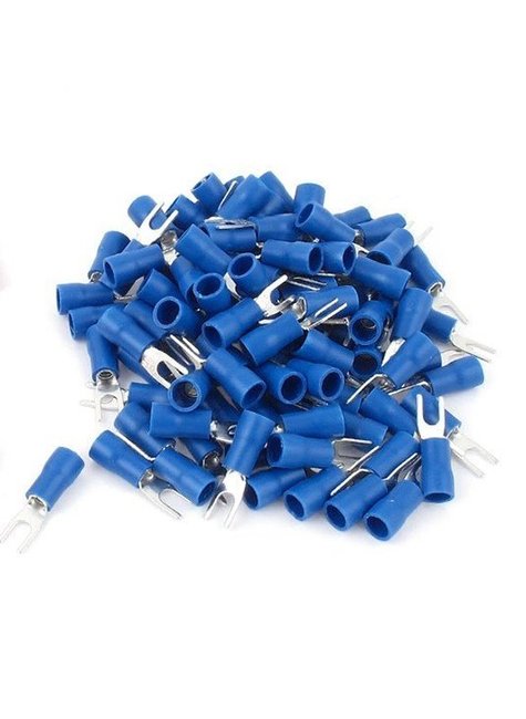 terminal pre isolado garfo para cabo 2 5mm2 azul 100 unidades 2256