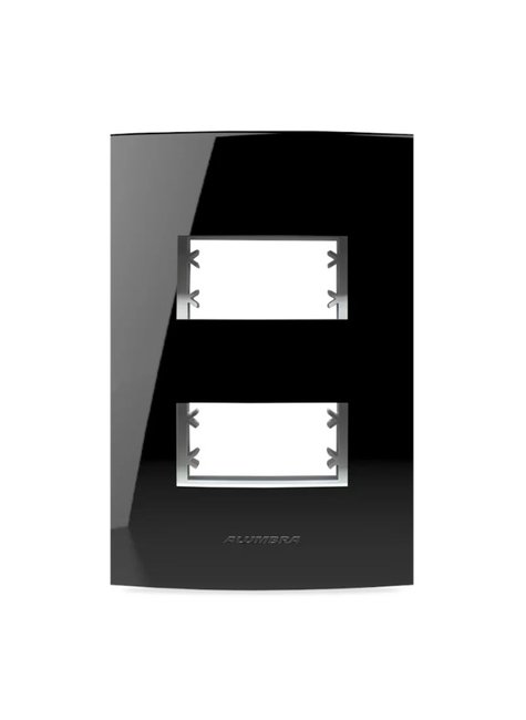 placa 4x2 preta inova pro black 2 modulos