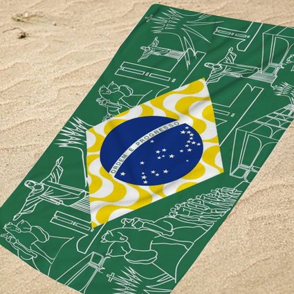 Toalha de Praia UFC Aveludada 70x140cm Champion Logo Brasil