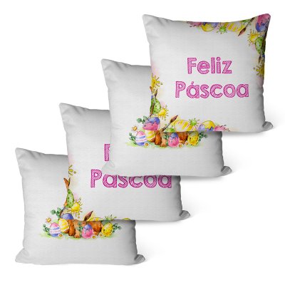 KIT 4 CAPAS DE ALMOFADAS DECORATIVAS COLEÇÃO CRISTO VIVE - Yool