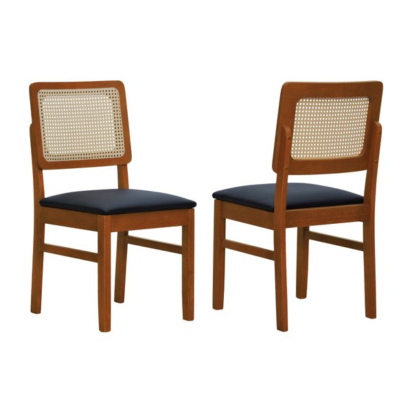kit 2 cadeiras lyon encosto telinha natural corano preto
