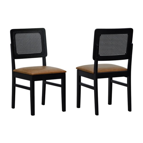 kit 2 cadeiras lyon preta corano marrom mescla
