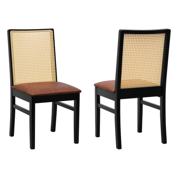 kit 2 cadeiras perola preta corano marrom mescla