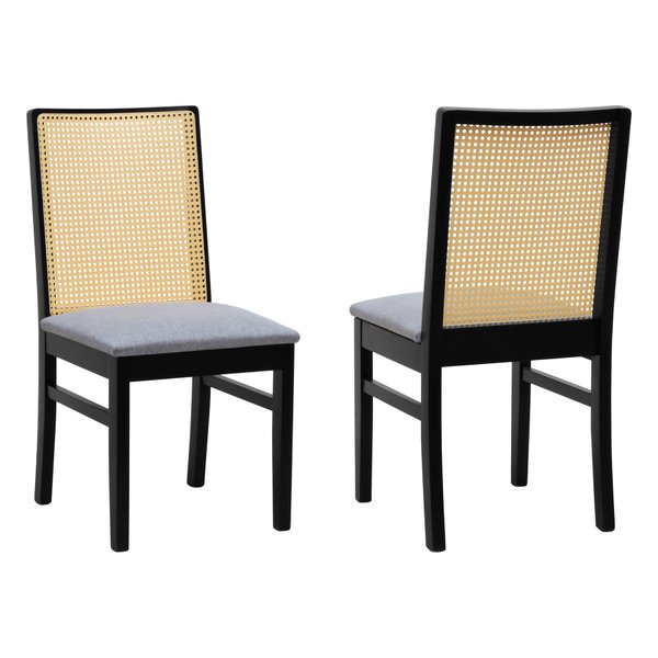 kit 2 cadeiras perola preta linho cinza mescla impermeavel