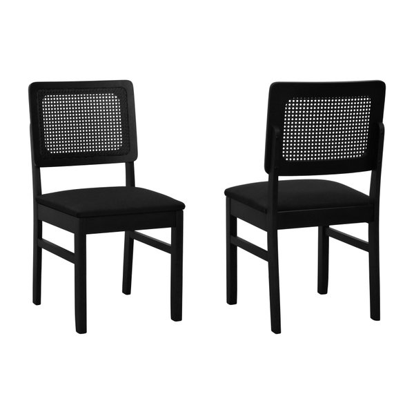 kit 2 cadeiras lyon preta linho preto textura