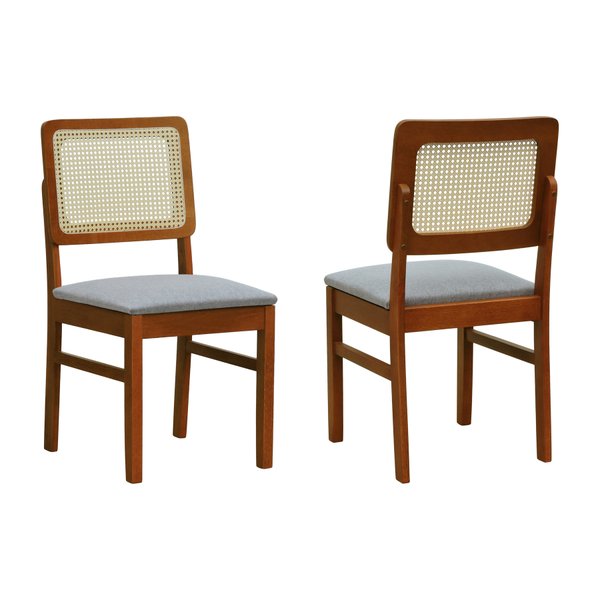 kit 2 cadeiras lyon telinha natural linho cinza mescla impermeavel