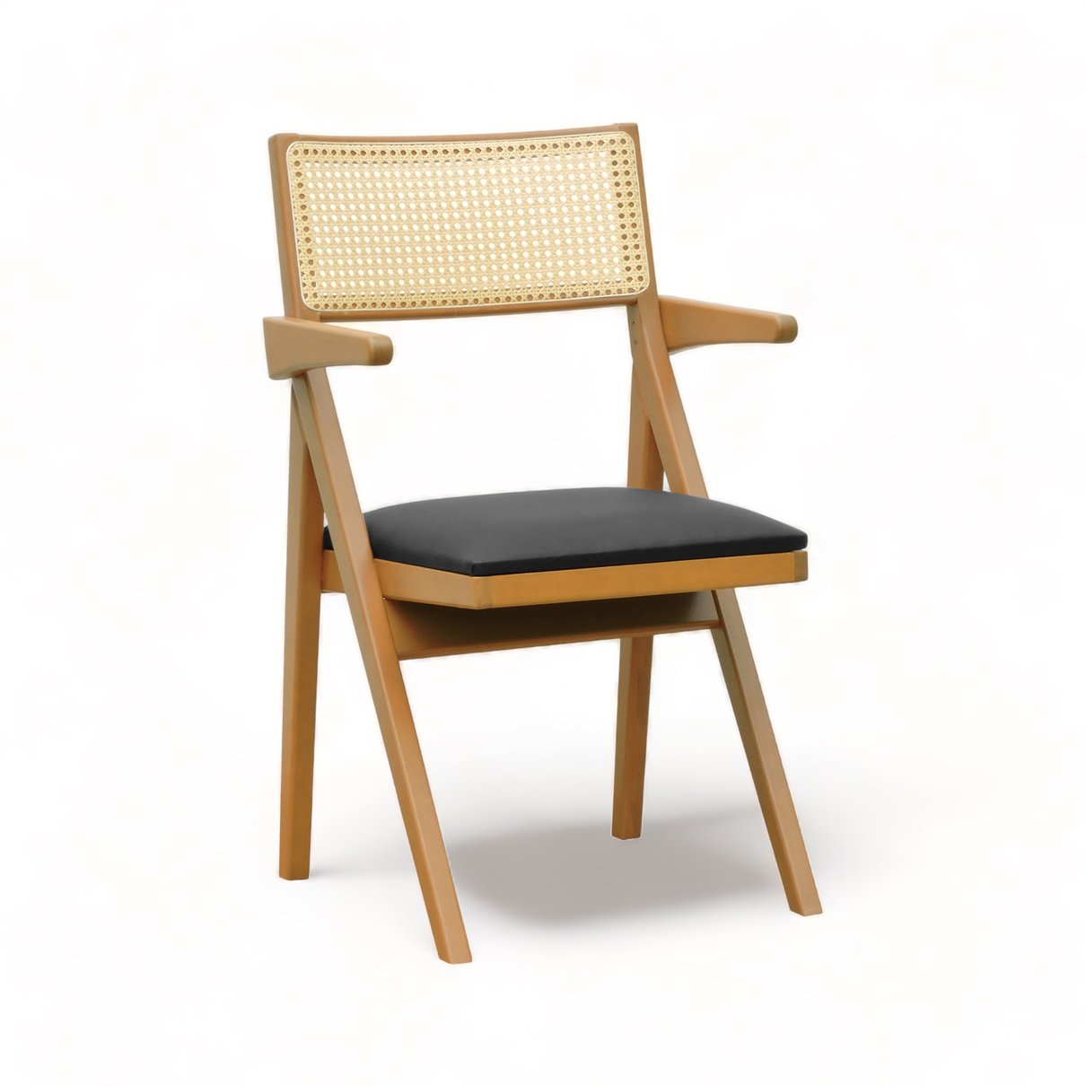 cadeira ype natural com bracos corano preto 1