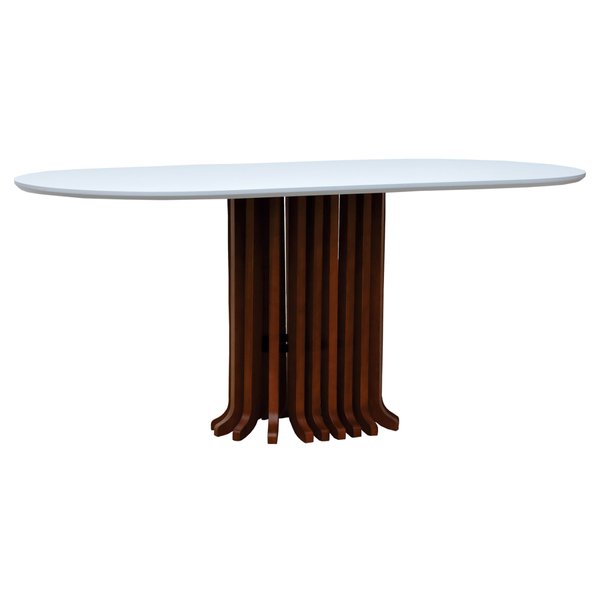 mesa oval ripada tampo oblongo branco 1