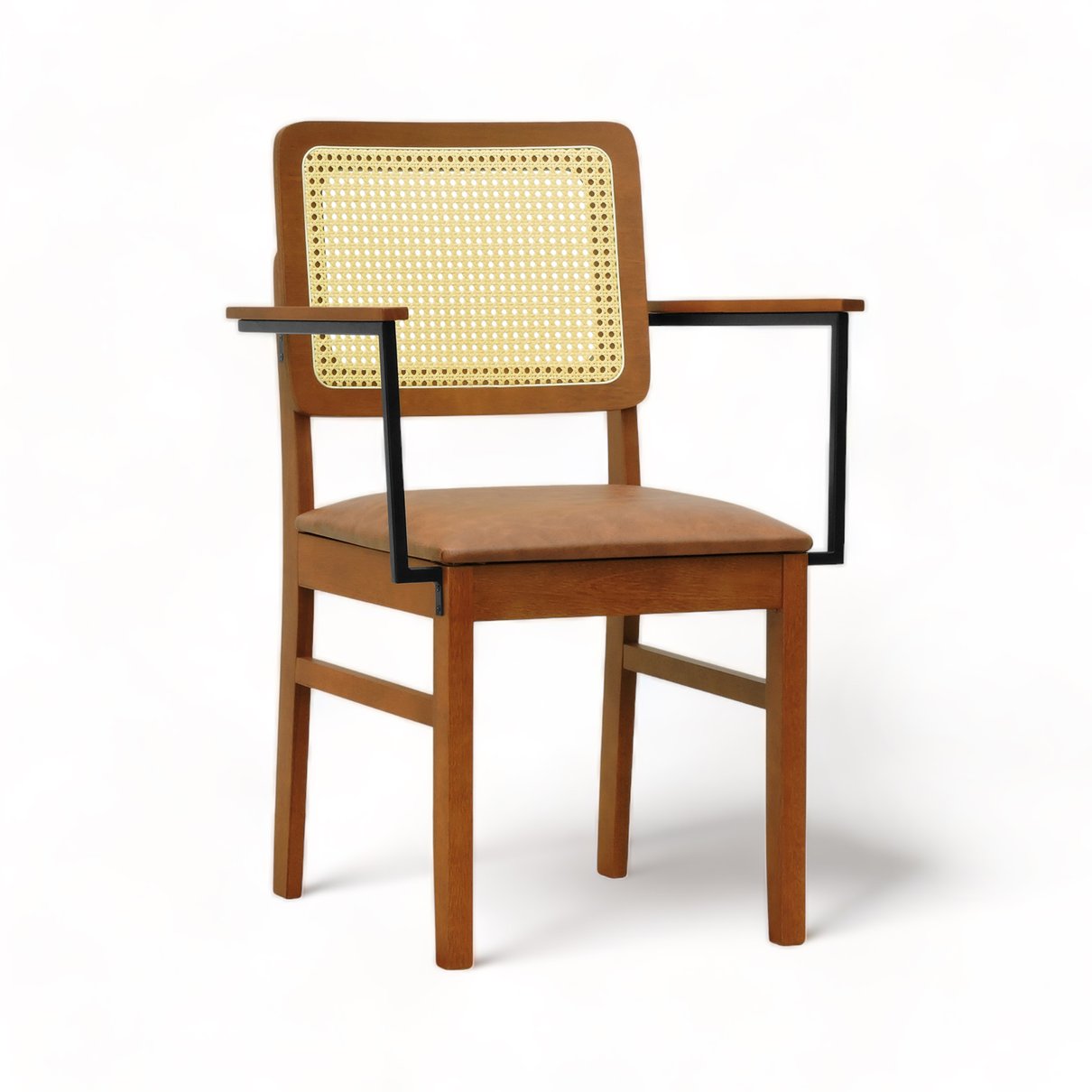 cadeira lyon telinha natural com bracos corano marrom mescla sombra
