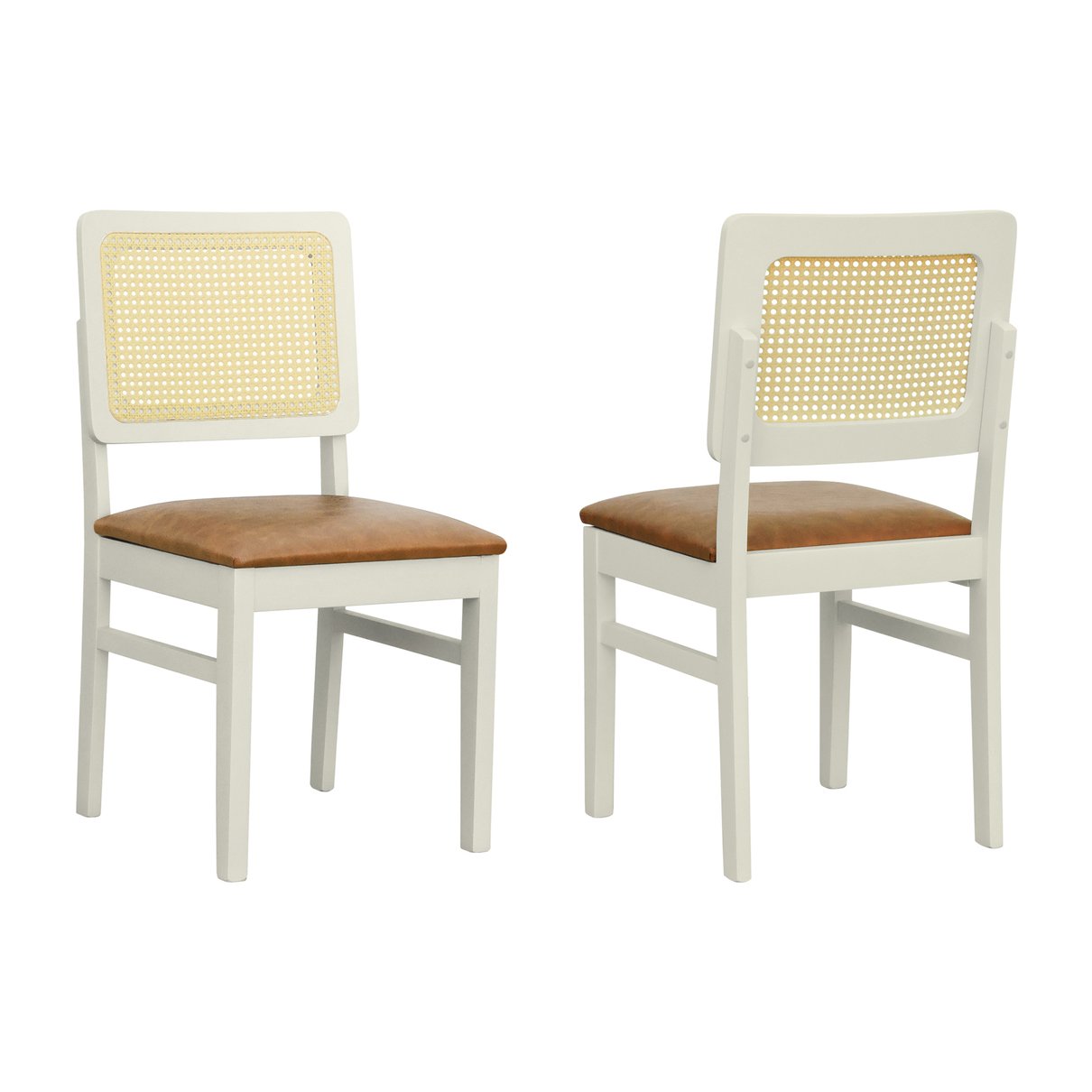 kit 2 cadeiras lyon off white corano marrom mescla