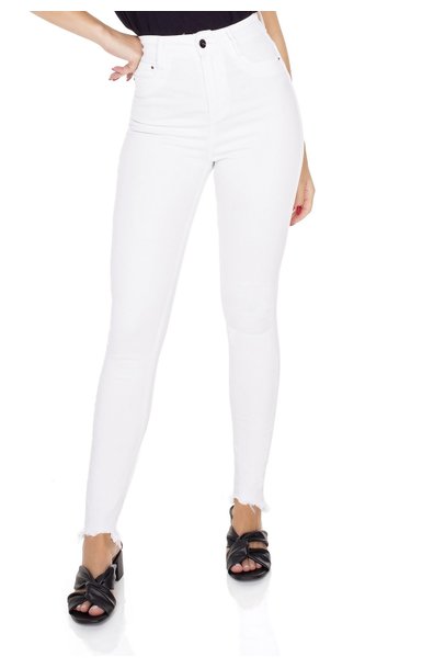 Calça Jeans Feminina Skinny Hot Pants Black and White - DZ3714