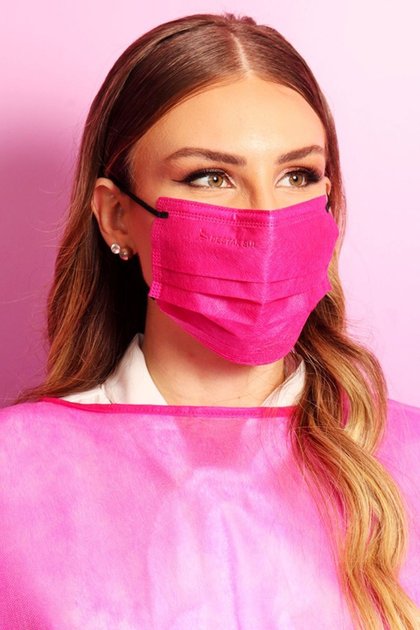 mascara pink com elastico preto
