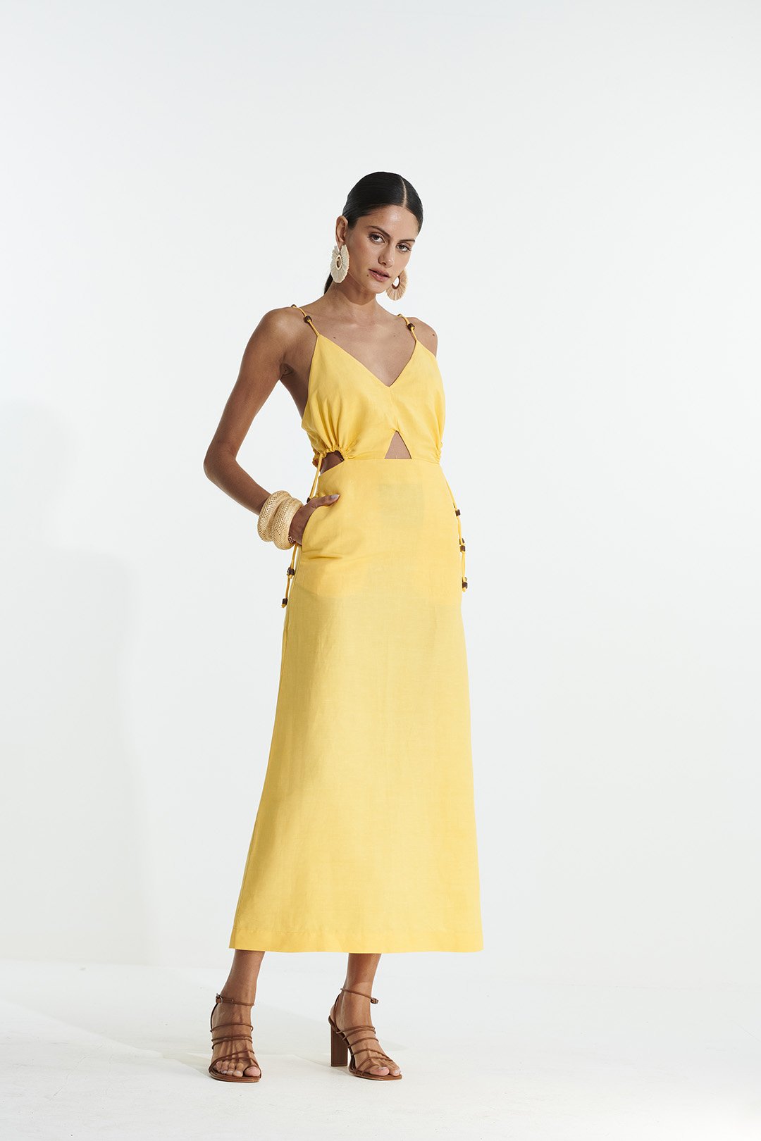 Vestido cheap amarelo linho