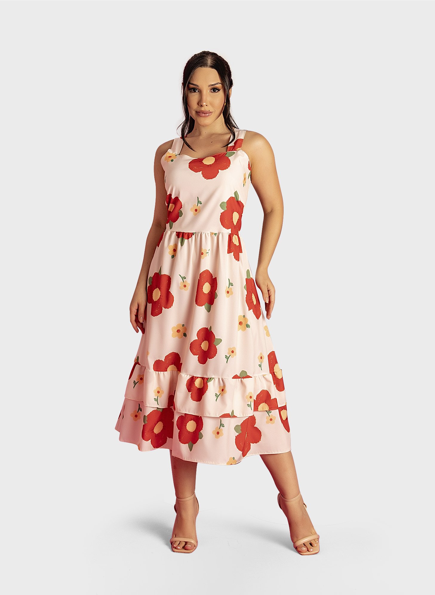 Vestido vermelho hot sale floral