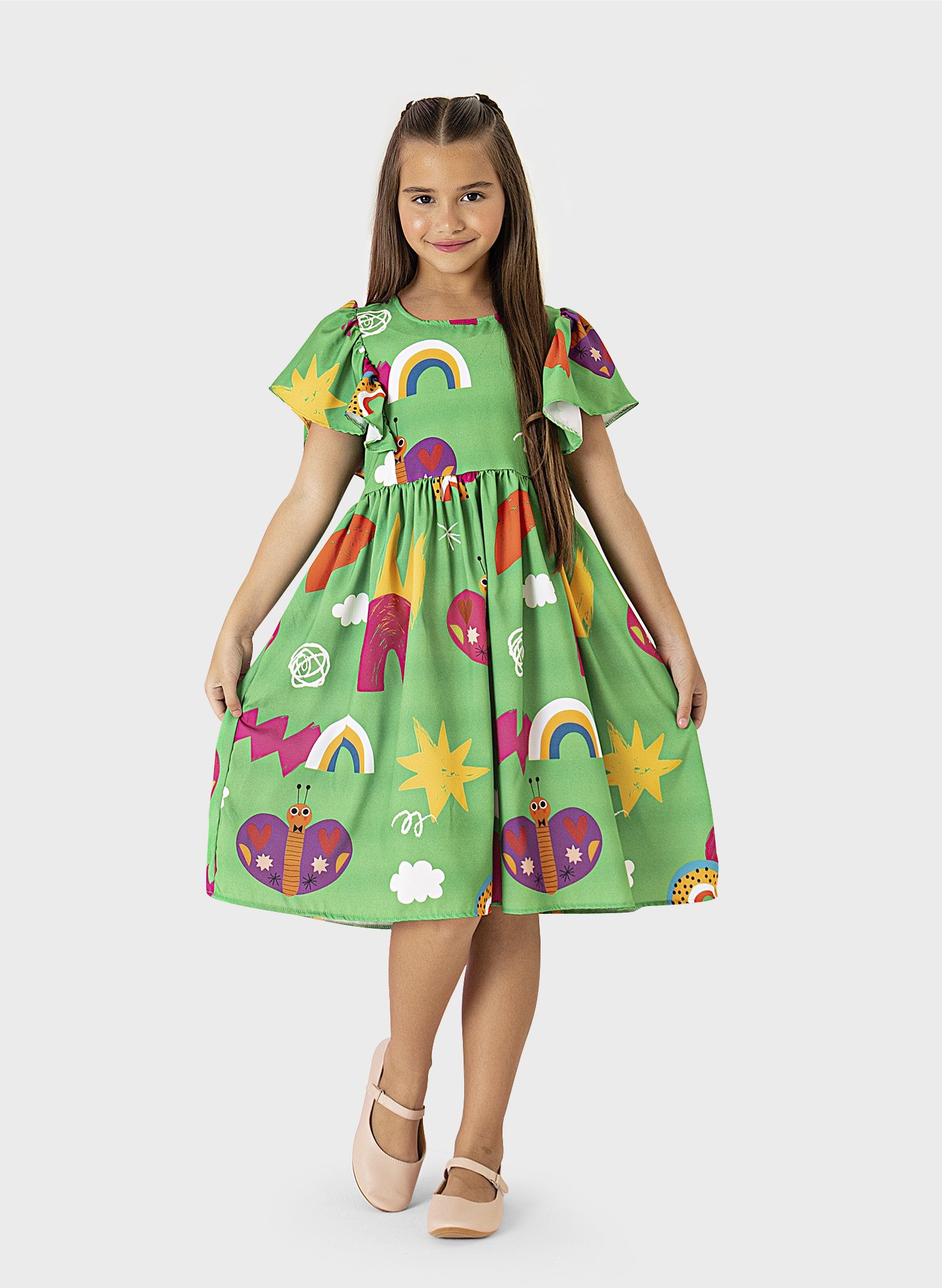 Vestido infantil em hot sale crepe