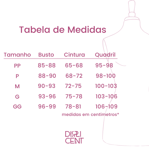 Tabela de medidas Tabela de medidas