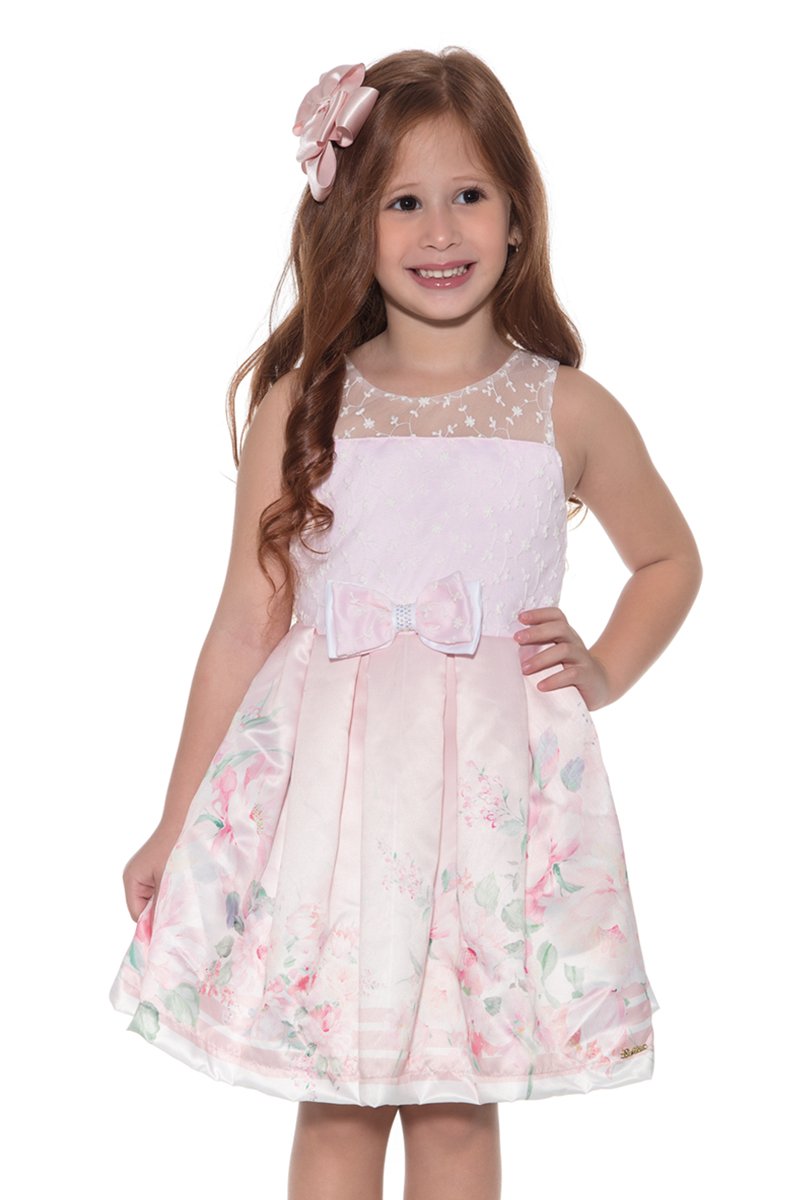 Vestido infantil de cetim sales rosa