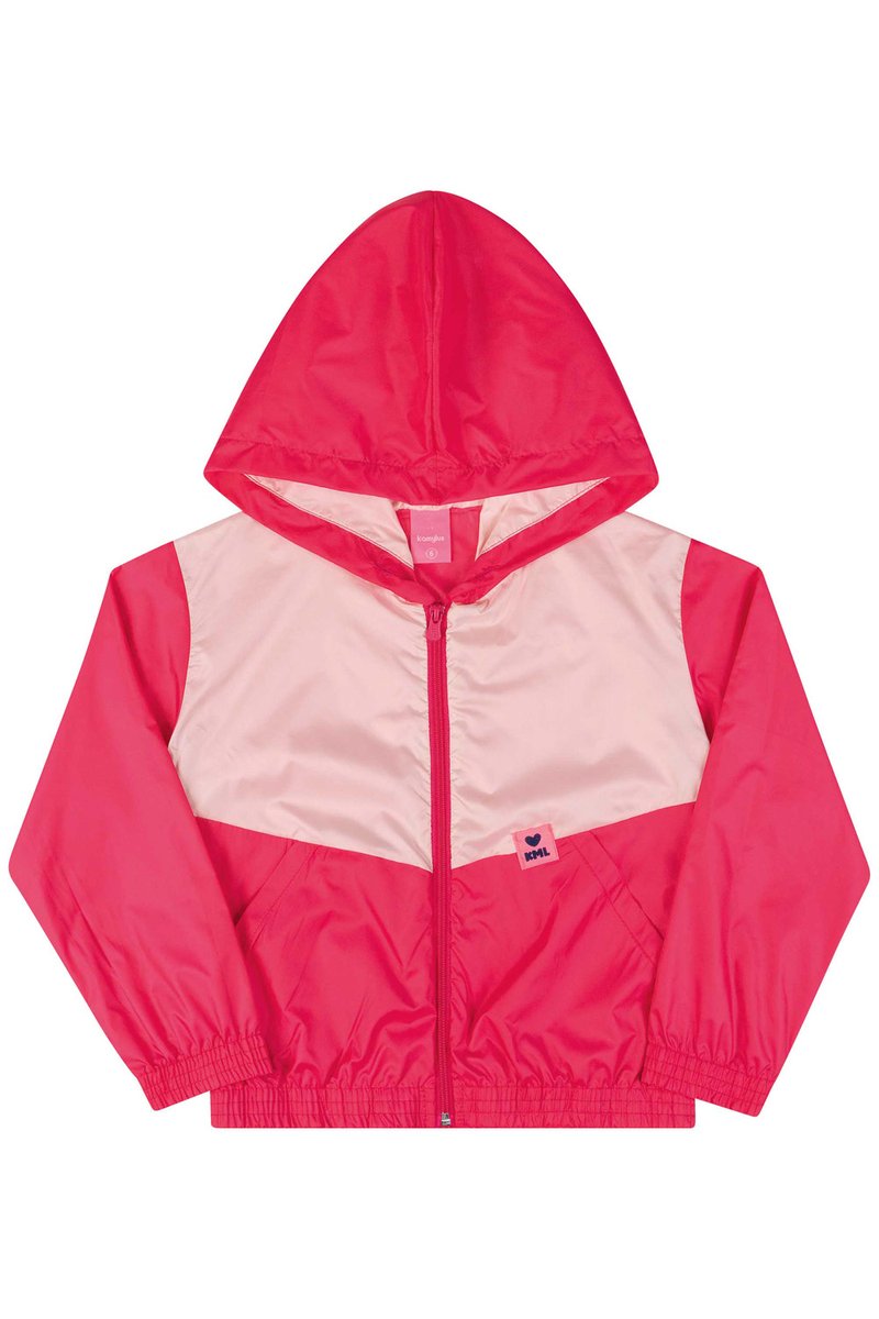 Jaqueta Corta Vento Poly Asia Infantil Menina Pink - Kamylus