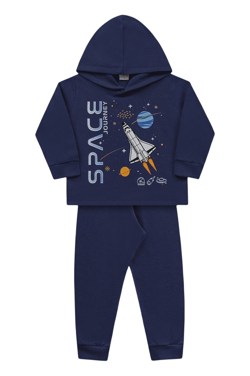 Conjunto Moletom Infantil Menino Space Marinho - Fakini Forfun