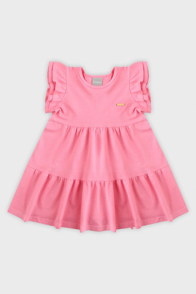 Vestido Colorittá Infantil em Malha Texturizada Rosa