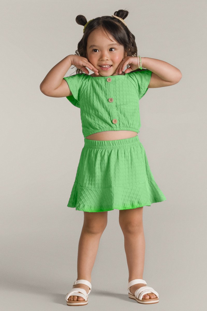 Blusa Cropped Juvenil MOD.ME em Cotton na cor Verde Limão - Pilili Moda  Infantil
