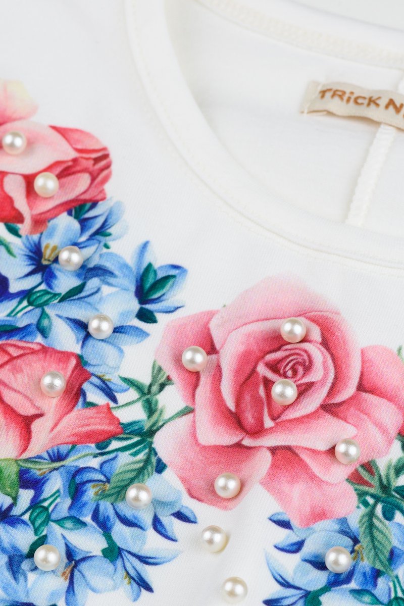 Conjunto Trick Nick Infantil Menina Flores Off White